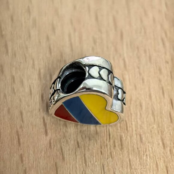Pandora Colombia Flag Exclusive Heart Bead Charm, S925 Silver Jewelry - Picture 4 of 4